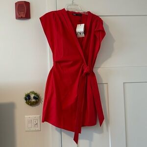 NWT Zara Red Wrap Skort Dress
